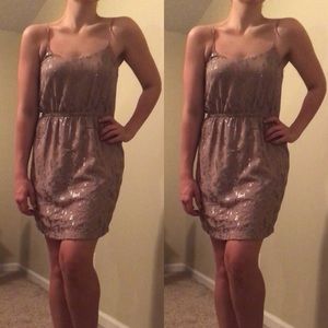 Lush Tan Sequined Midi Dress
